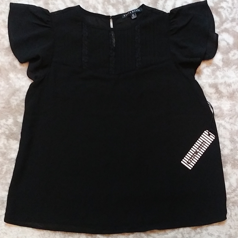 !NWT!Women's Haute Monde Young Contemporary Blouse, Black, Size Med, NWT!